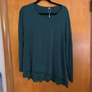 Green Embellished Long Sleeve Blouse